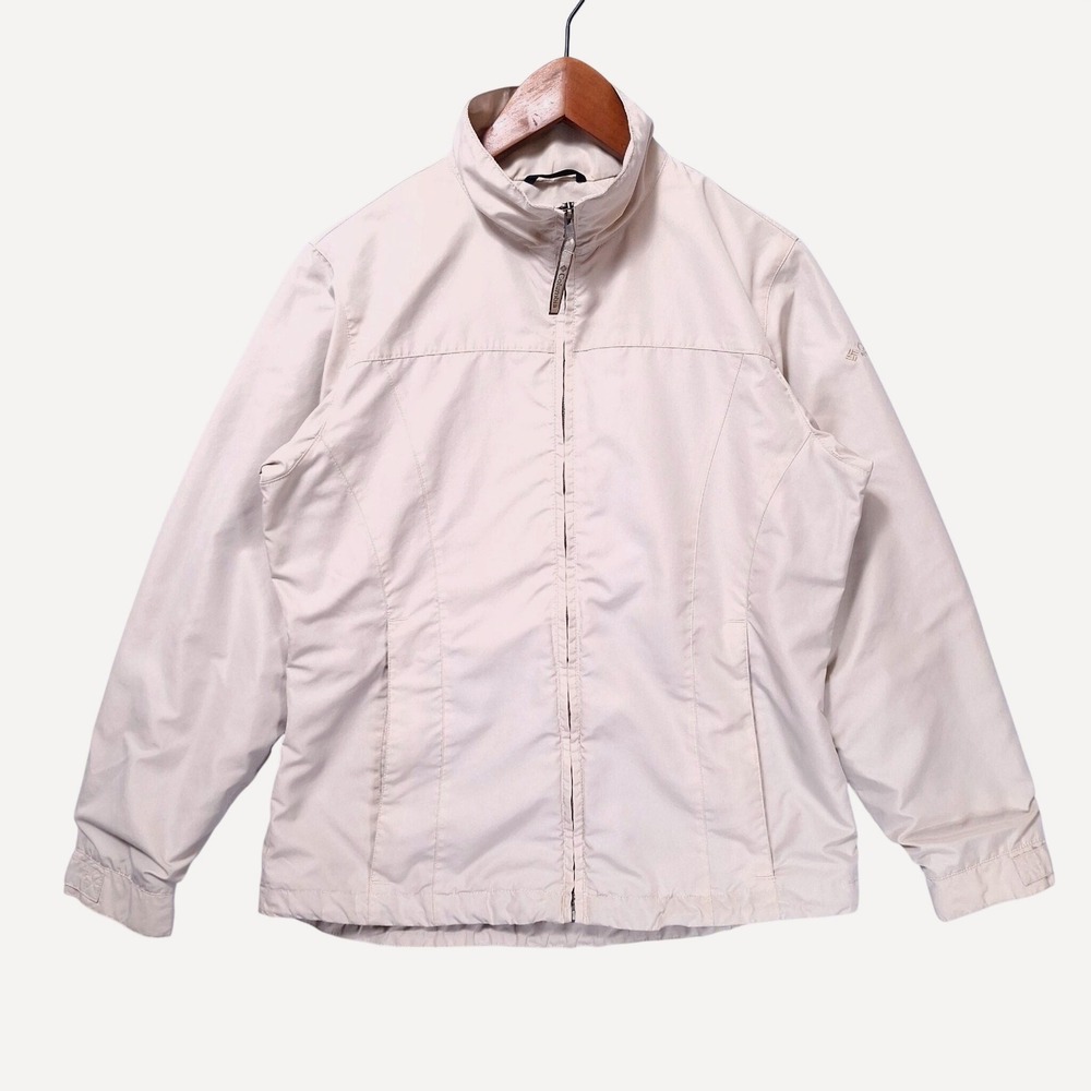 Vtg Columbia Windbreaker Jacket Women S Beige Mesh Lined S05 Gorpcore Y2K Hiking